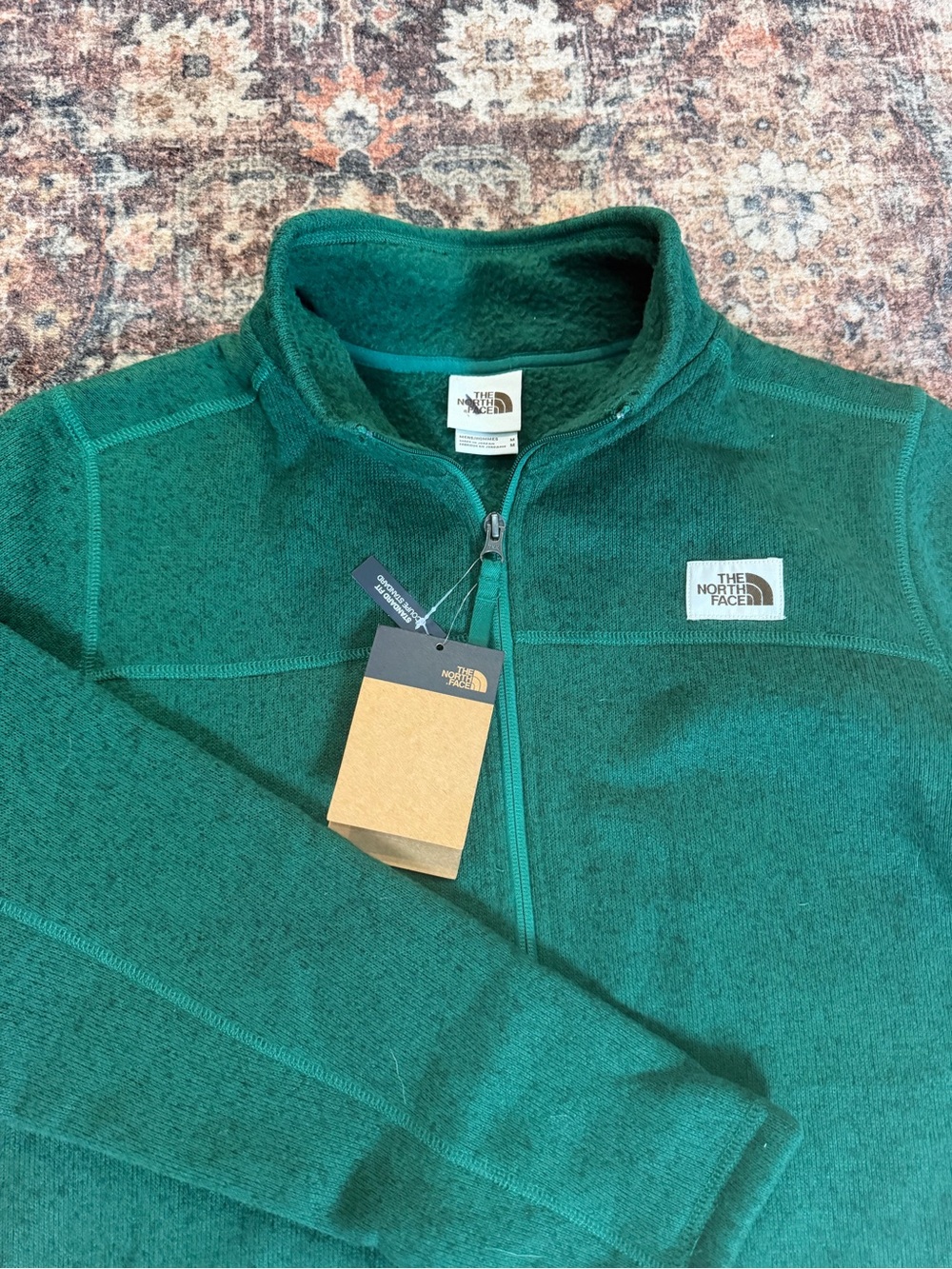 The North Face Men's Teal Green Quarter-Zip Fleece Pullover